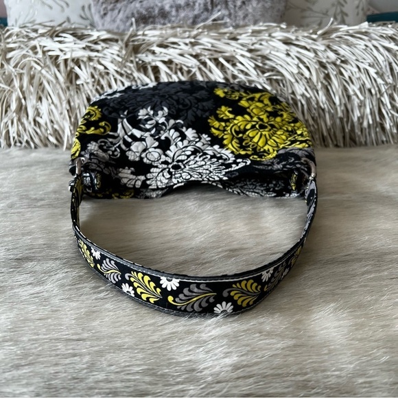 VERA BRADLEY Baroque Holiday 2010 Tote Black Yellow White Gray Y2K Hobo Quilted - Picture 7 of 11
